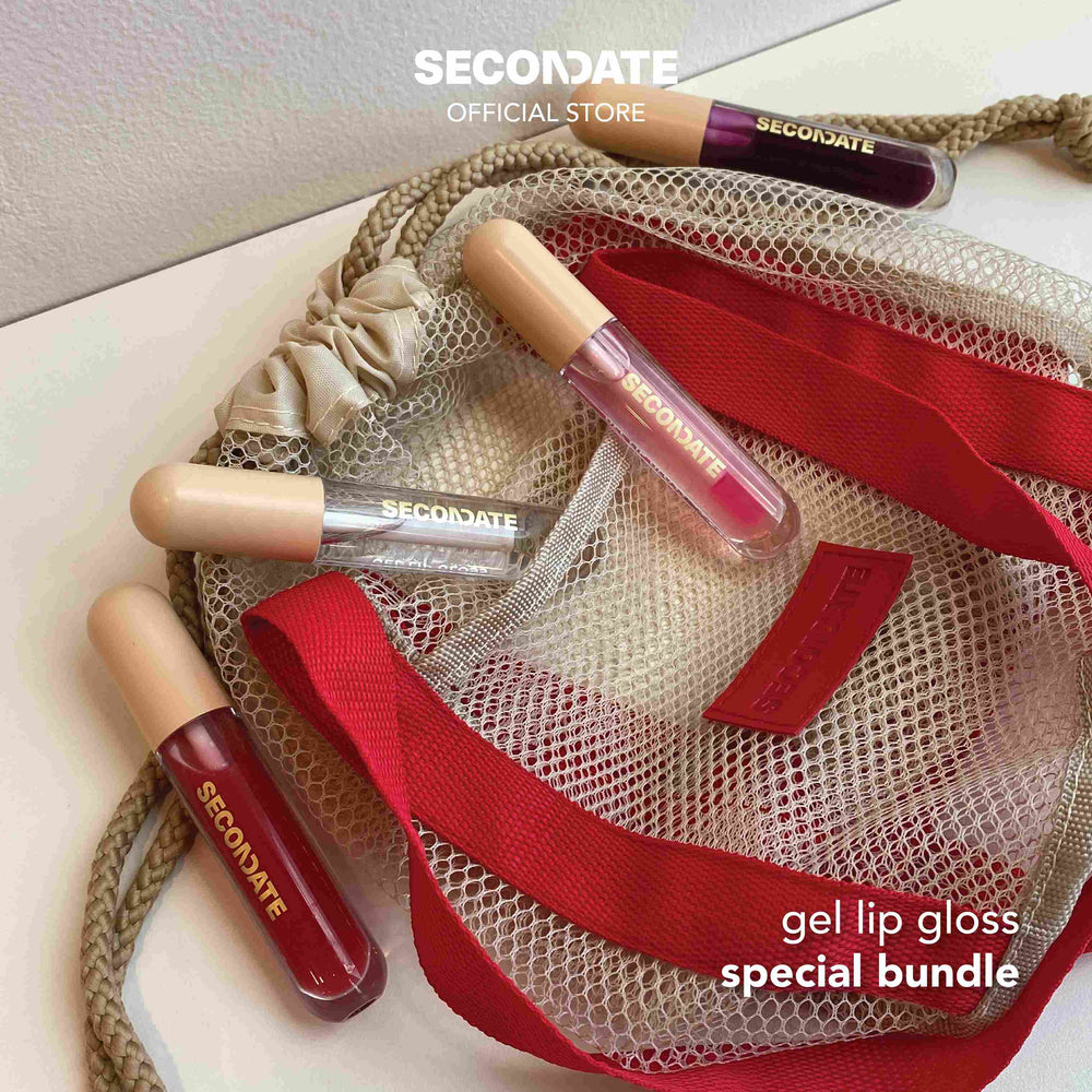 SECONDATE Gel Lip Gloss Bundle with Special Pouch